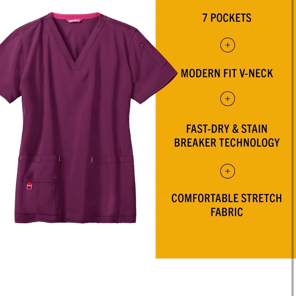 Carhartt Force Cross-Flex Modern Fit V-Neck Top (Scrub Top) Medium - Picture 2 of 6